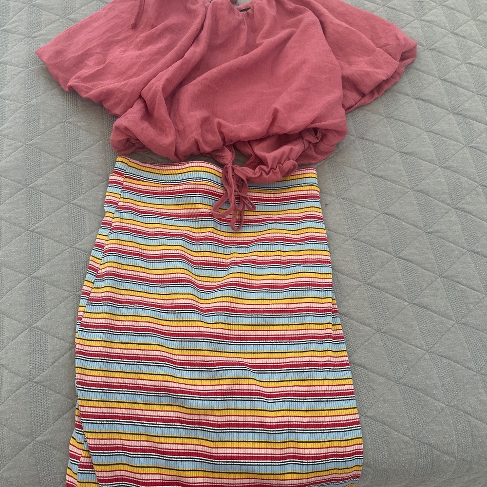 2 piece shirt sweater set
